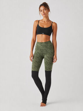 Alo Yoga Women's Size S Green / Black Jungle Goddess Ruched High Rise Legging